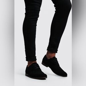 BoohooMAN Faux Suede Derby Dress Shoes…Sz: 12…Black